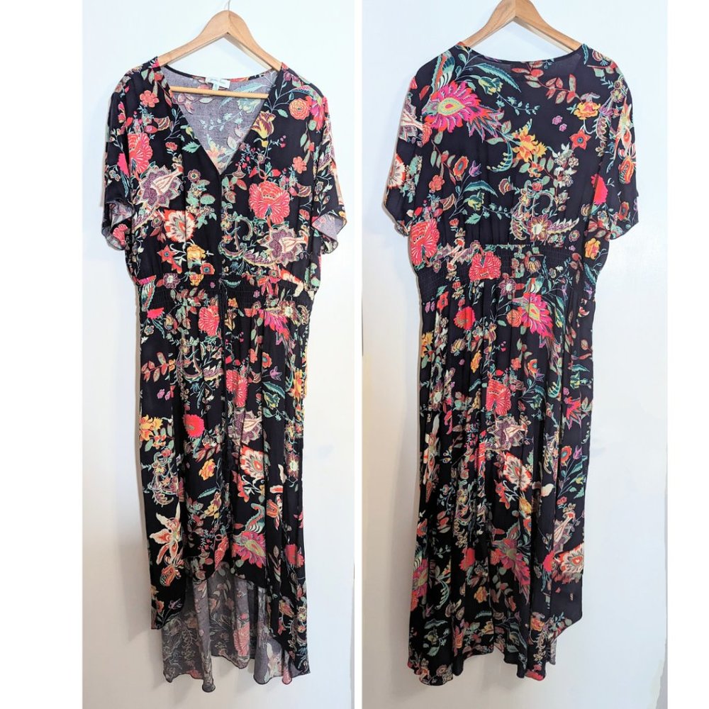 Lightweight Abstract Floral Design Maxi Dress